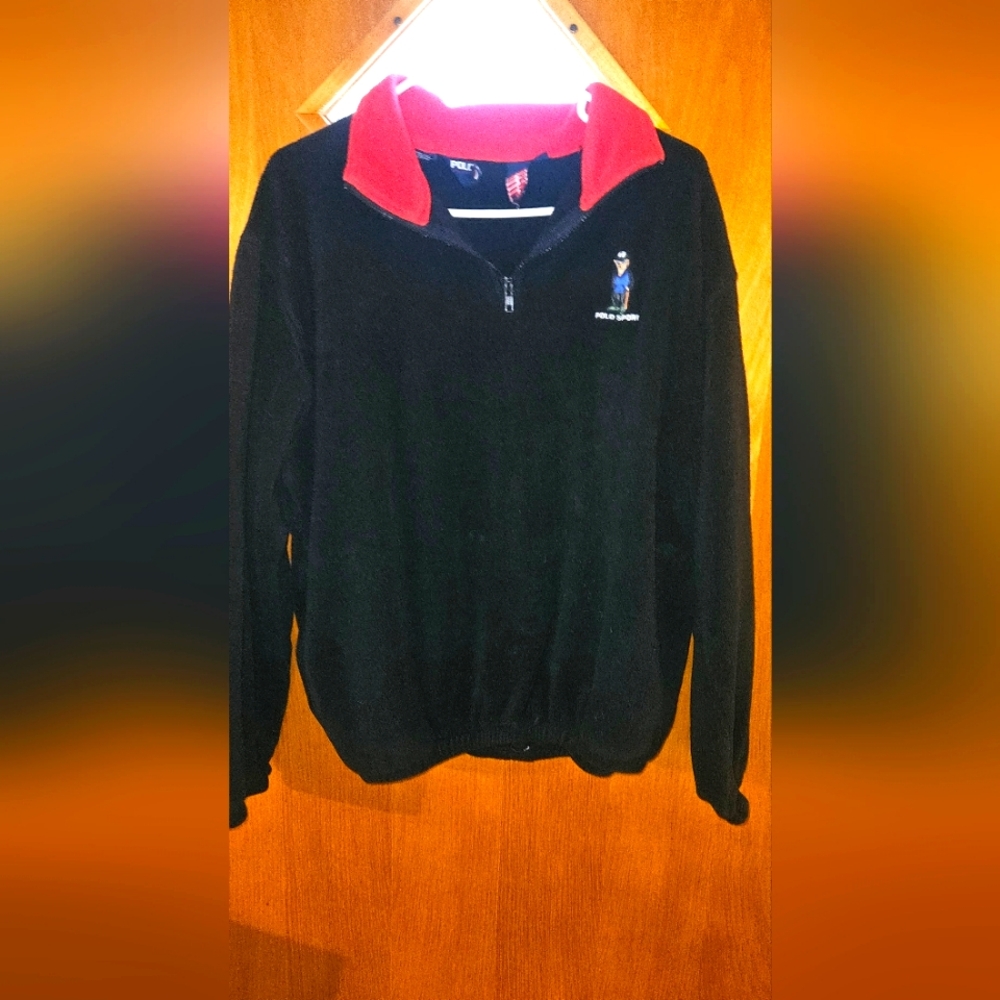 Vintage 90s Polo Ralph Lauren Polo Sport Black Fleece with Embroidered Logo